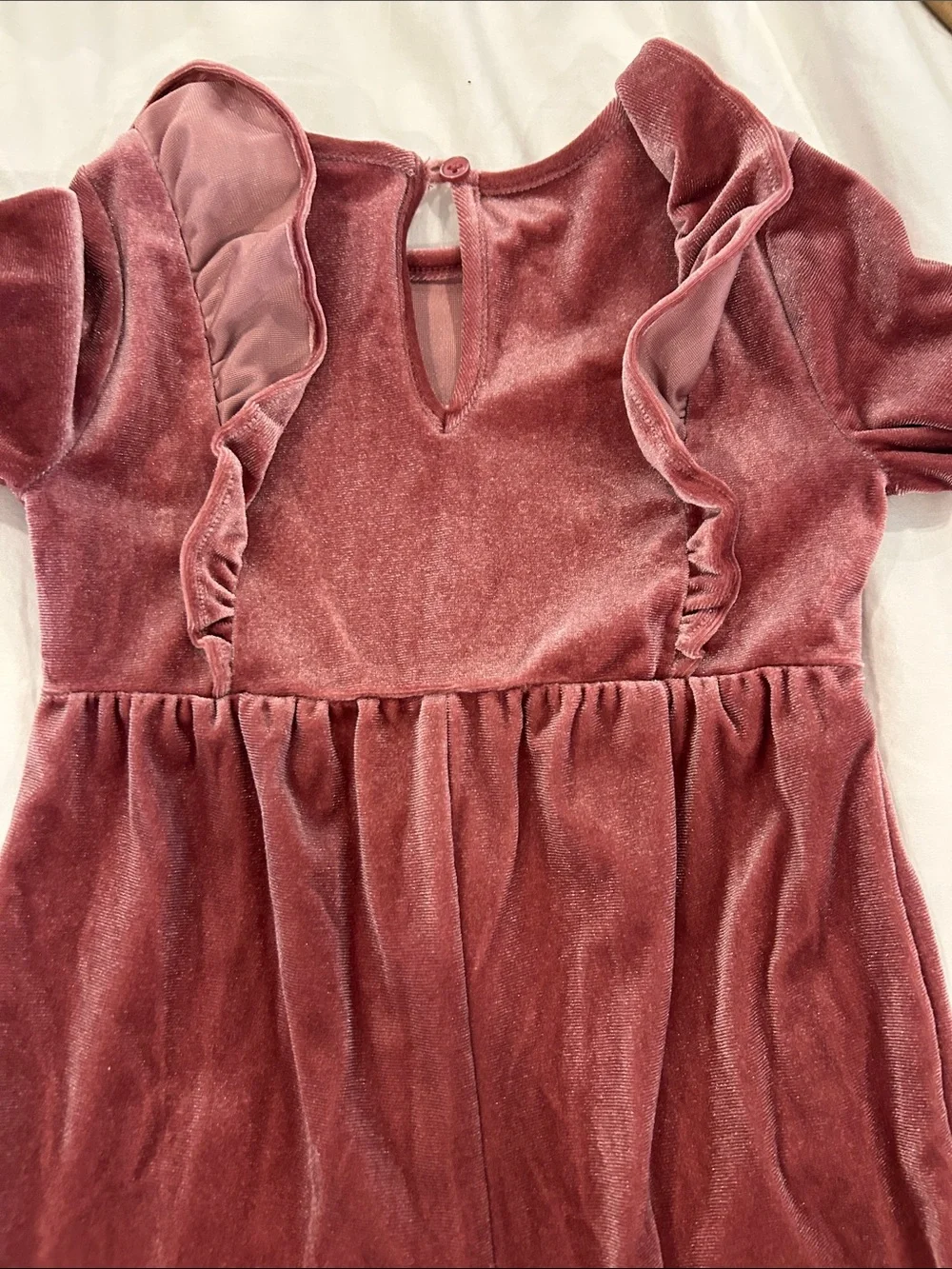 Old Navy Rose Velvet Ruffle One-Piece Footie